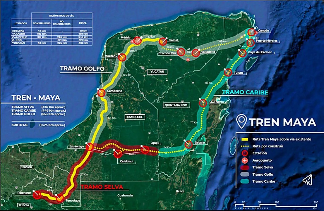 The Maya Train Project Route Map
